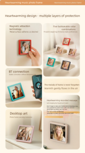 Photo frame music fridge magnet with Bluetooth recording and replaceable photo