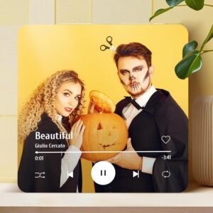 Square music fridge magnet personalized photo and song couple gift