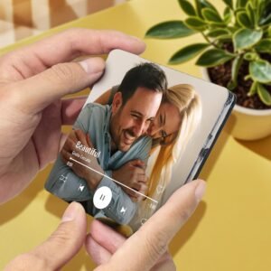 Square music fridge magnet personalized photo and song couple gift