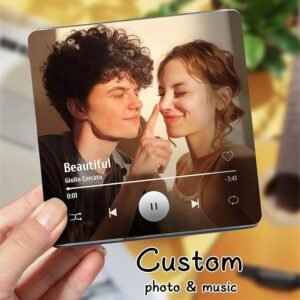 Square music fridge magnet personalized photo and song couple gift