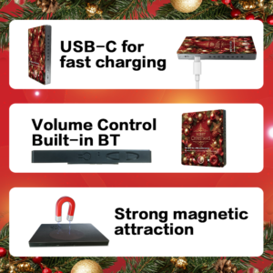 Christmas Music Fridge Magnet with Volume Control and USB Rechargeable Design