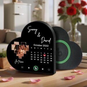 Heart shape music fridge magnet custom photo couple gift with built in music player