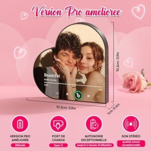 Heart shape music fridge magnet custom photo couple gift with built in music player