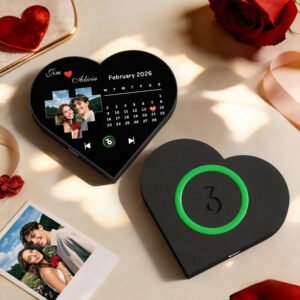 Heart shape music fridge magnet custom photo couple gift with built in music player