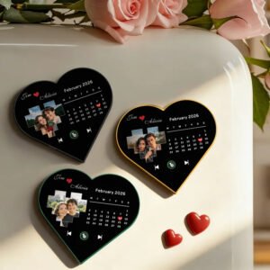 Heart shape music fridge magnet custom photo couple gift with built in music player