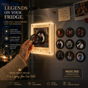 NFC music fridge magnet with custom artist design and audio playback function