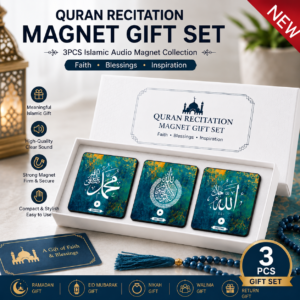 3PCS Blue Quran Recitation Magnet Gift Set – Complete Holy Quran Audio for Ramadan & Eid Gifts