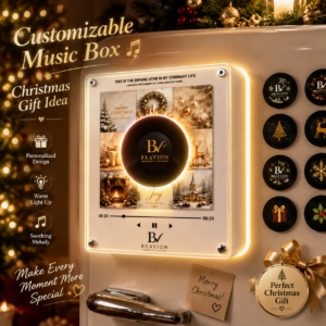 BRAVION custom Christmas NFC music fridge magnet with rotating vinyl record player design personalized gift for music lovers