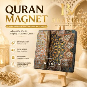 Quran audio fridge magnet with premium wooden display stand