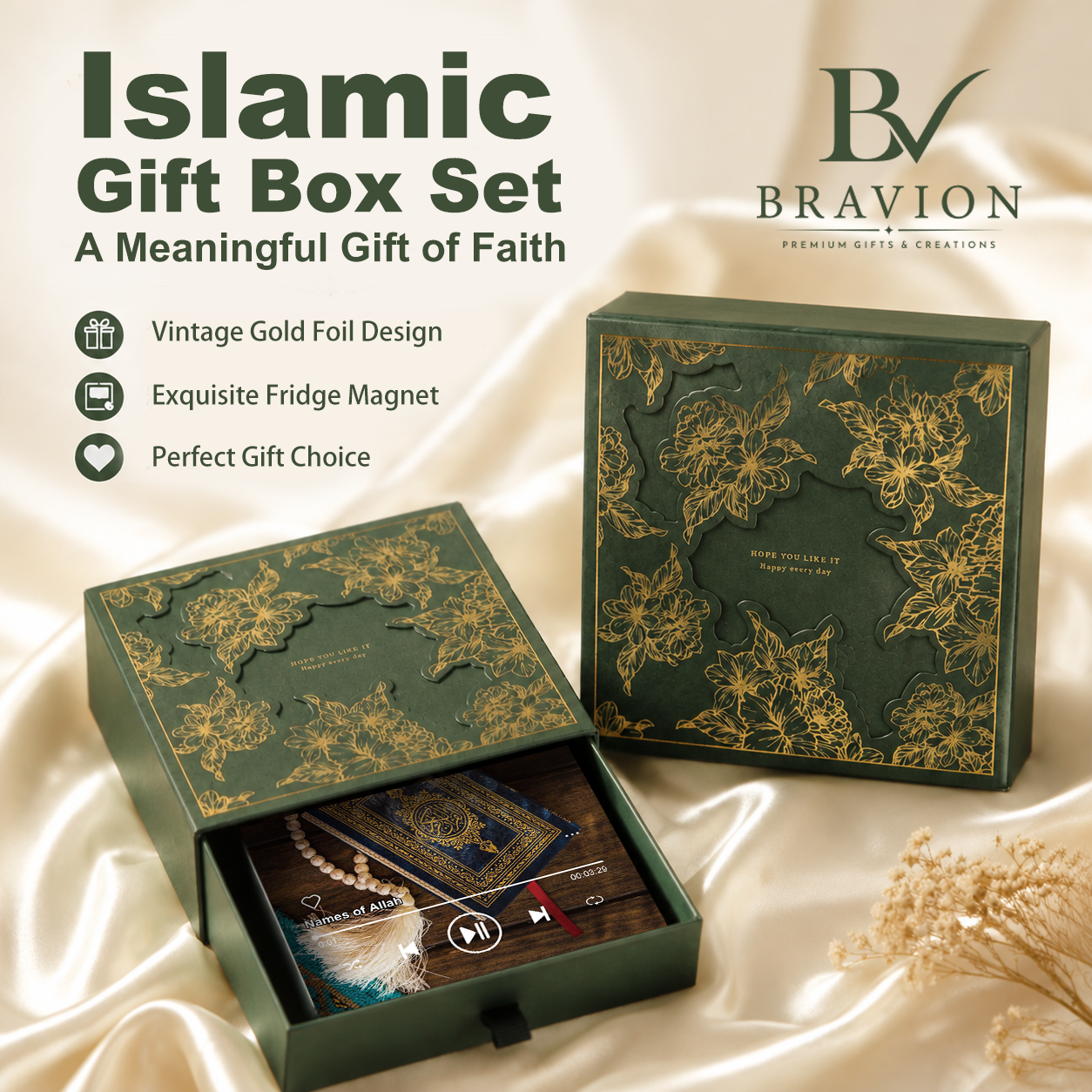 Premium Quran audio fridge magnet gift set with luxury gift box