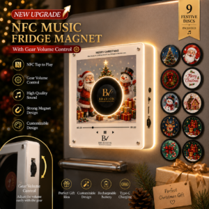 NFC music fridge magnet with gear volume control and 9 customizable discs