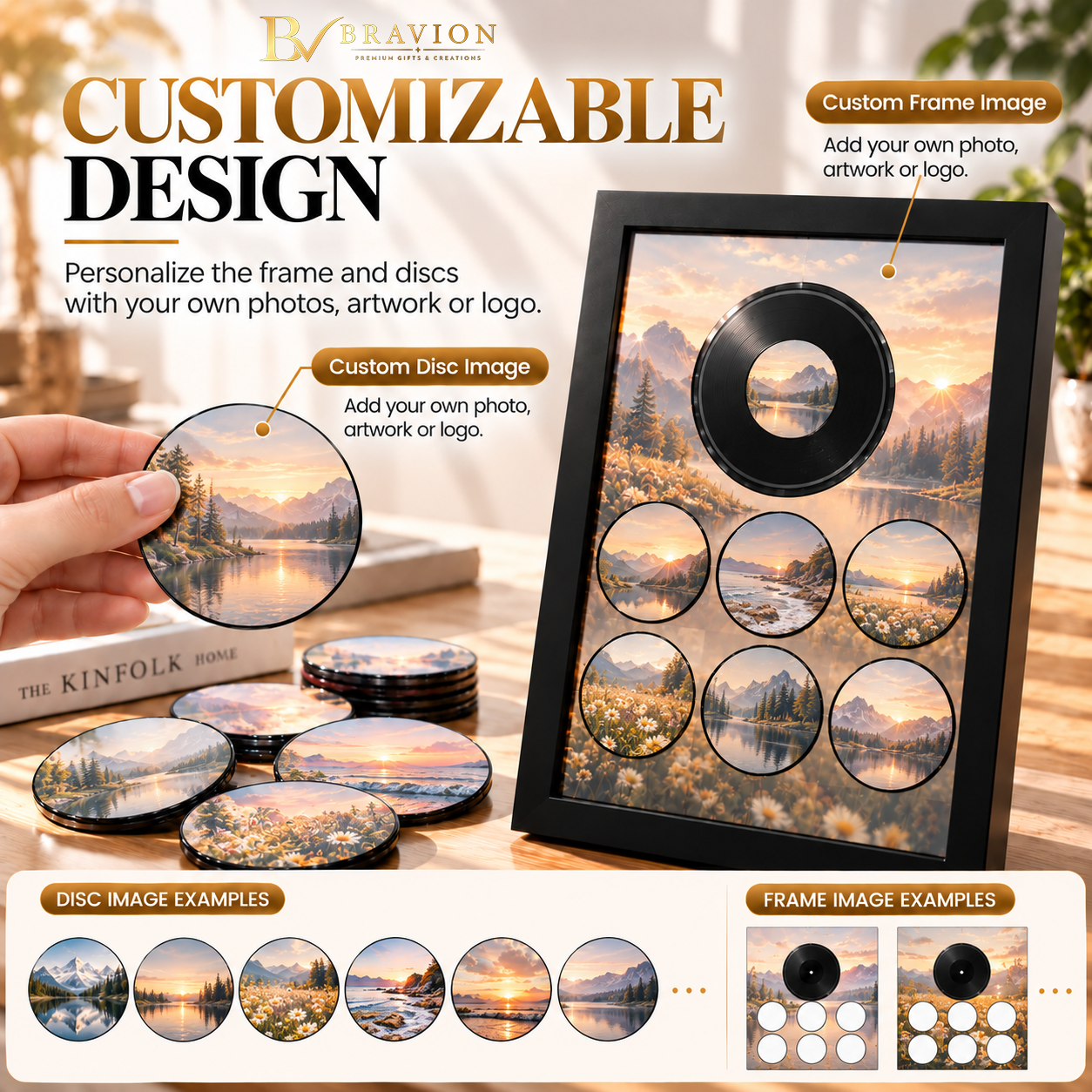BRAVION NFC Music Frame with 7 Customizable Music Discs