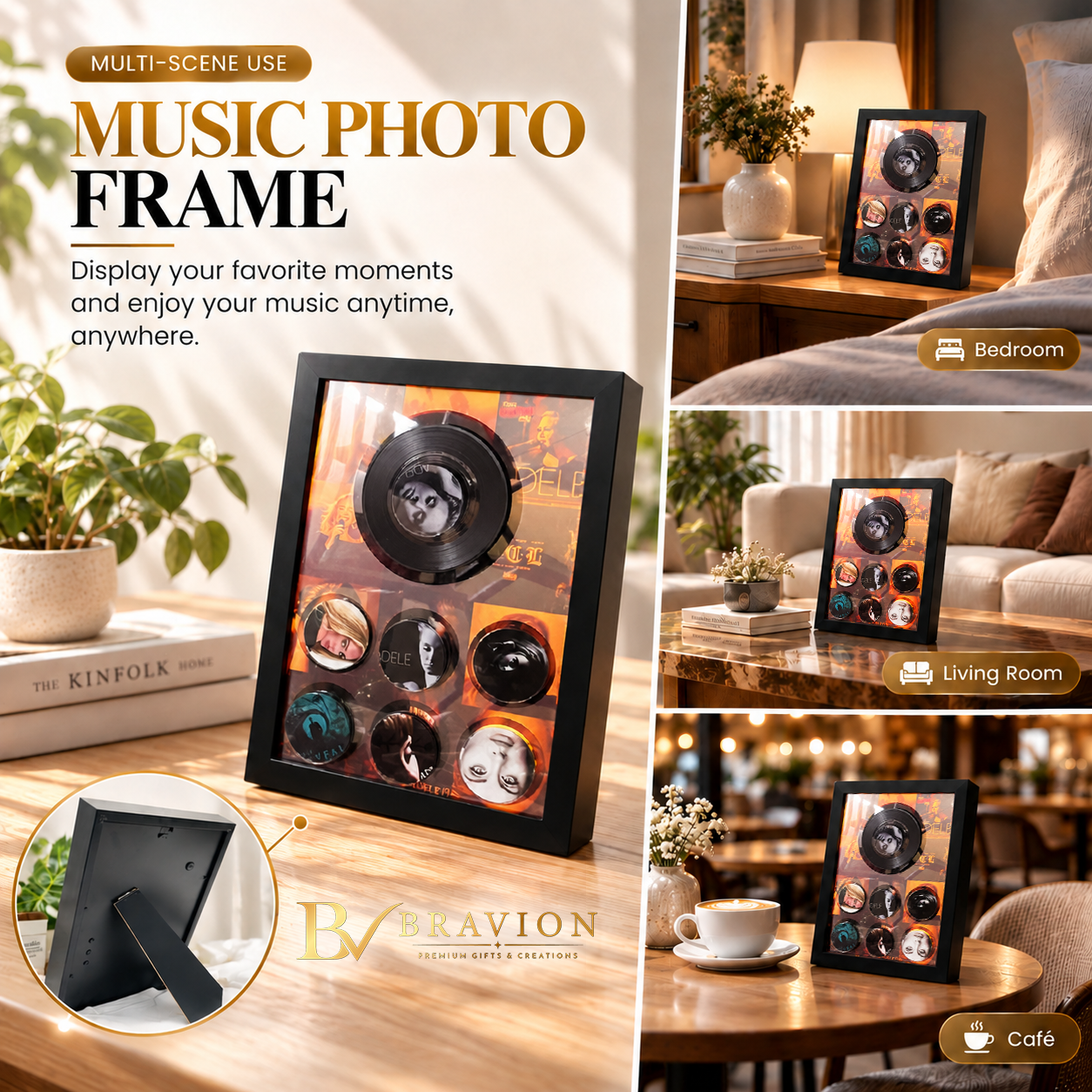 BRAVION NFC Music Frame with 7 Customizable Music Discs