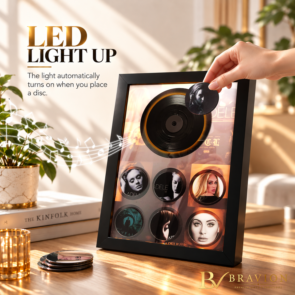 BRAVION NFC Music Frame with 7 Customizable Music Discs