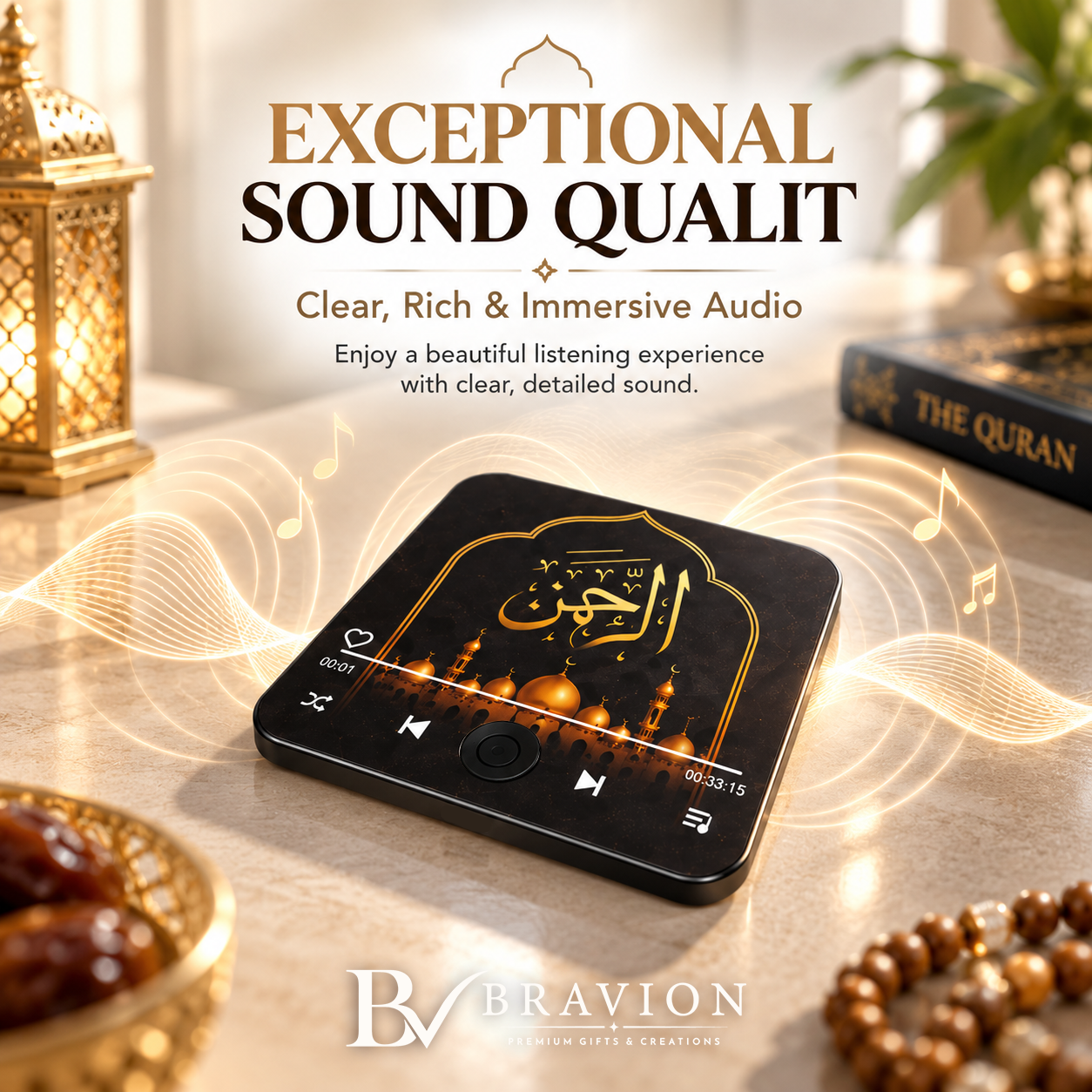 BRAVION Quran Speaker Fridge Magnet with One-Button Operation